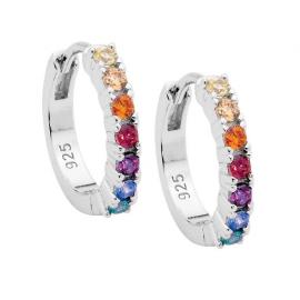 Ellani Stg CZ Multi Colour Hoop Earrings image