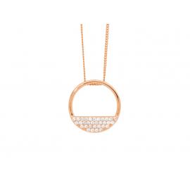 Ellani Stg Rose Gold Plated CZ Half Open Circle Pendant image