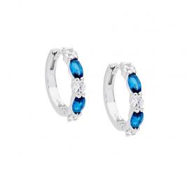 Ellani Stg CZ London Blue Hoop Earrings image