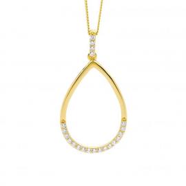 Ellani Stg Gold Plated CZ Open Teardrop Pendant image