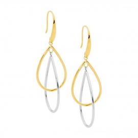 Ellani Stainless Steel Two Tone Teardrop Earrings image