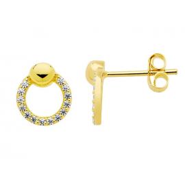 Ellani Stg Gold Plated CZ Ball Circle Stud Earrings image