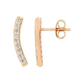 Ellani Stg Rose Gold Plated CZ Curved Stud Earrings image