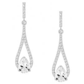 Ellani Stg CZ Long Teardrop Earrings image