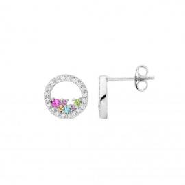 Ellani Stg Pastel CZ Open Circle Earrings image