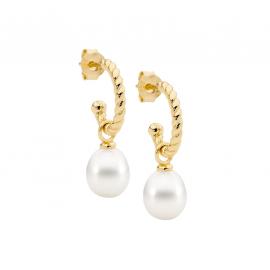 Ellani Stg Gold Plated Freshwater Pearl Drop Earrings image