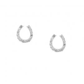 Ellani Stg CZ Horseshoe Earrings image