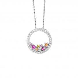 Ellani Stg CZ Pastel Open Circle Pendant image