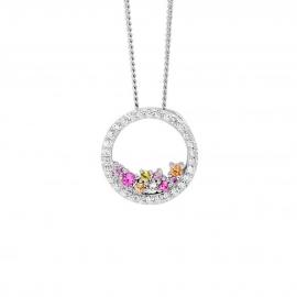 Ellani Stg CZ Pastel Open Circle Pendant image