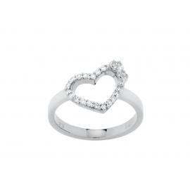 Karen Walker 9ct White Gold Diamond Botanical Heart Ring image