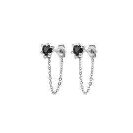 Karen Walker Stg Onyx Heart & Chain Studs image