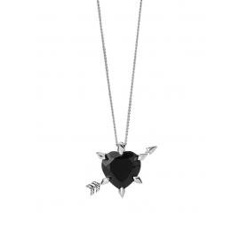 Karen Walker Stg Onyx Cupid's Arrow & Heart Necklace image