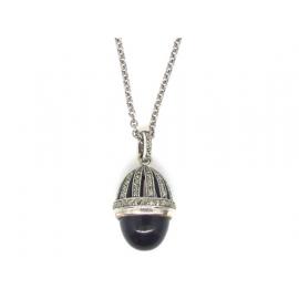 Sterling Silver Onyx and Marcasite Pendant image