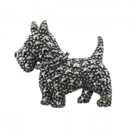 Sterling Silver Marcasite Scottie Dog Brooch image