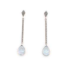 Sterling Silver Blue Topaz Marcasite Drop Earrings image