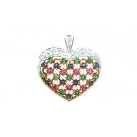 10ct Diamond Sapphire Emerald Ruby Pendant image
