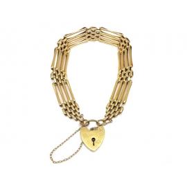 9ct Gate Bracelet With Heart Padlock image