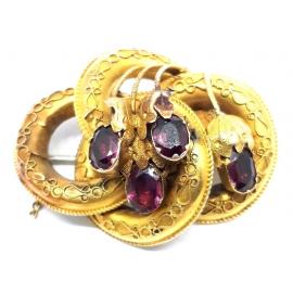 9ct Four Synthetic Purple Stone Brooch image