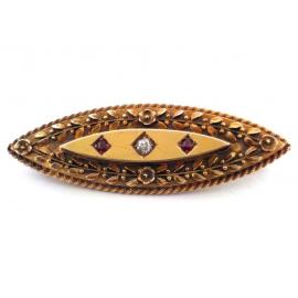 15ct Ruby Diamond Mourning Brooch image