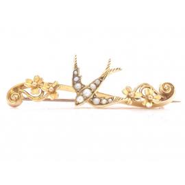 15ct Seed Pearl Bird Brooch image