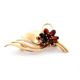 9ct Garnet Flower Brooch image