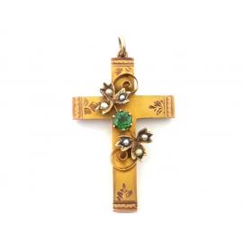 9ct Vintage Decorated Cross Pendant image