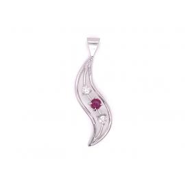 18ct White Gold Ruby Two Diamond Pendant image