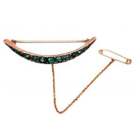 9ct Antique Garnet/Doublet Garnet Diamond Crescent Brooch image