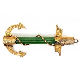 9ct Greenstone Anchor Brooch image