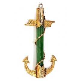 9ct Greenstone Anchor Brooch image