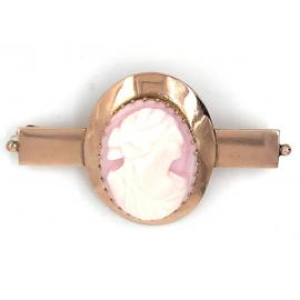 9ct Pink Cameo Shell Brooch image