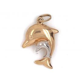 9ct Two Tone Two Dolphin Charm image