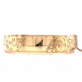 9ct Metal Core Engraved Snap & Hinge Bracelet image