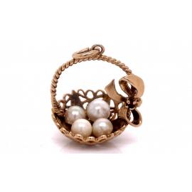 9ct Pearl Garnet Basket Charm image