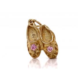 9ct Pink CZ Slippers Charm image