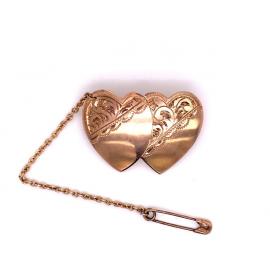 9ct Rose Two Heart Brooch image