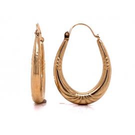 9ct Oval Patterned Hoops image