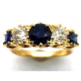 18ct 3 Sapphire 2 Diamond Ring image