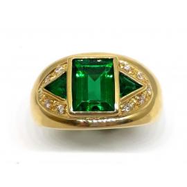 18ct Synthetic Emerald Diamond Ring image