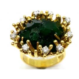 18ct Chatham Emerald Diamond Dress Ring image