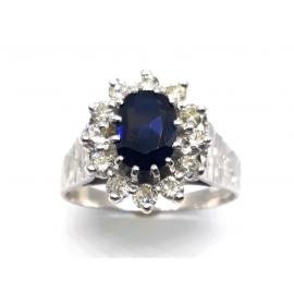 18ct White Gold Sapphire Diamond Cluster Ring TDW.36CT image