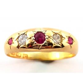 18ct Antique Ruby Diamond Ring image