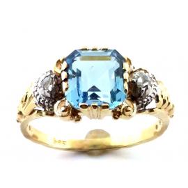 14ct/Stg Aquamarine Diamond Ring image