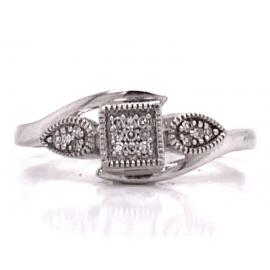 9ct White Gold Diamond Deco Ring image