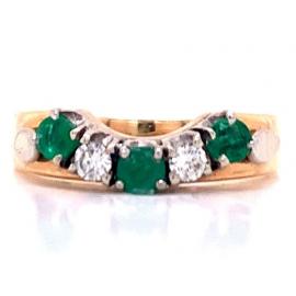 14ct Emerald Diamond Curved Eternity Ring image