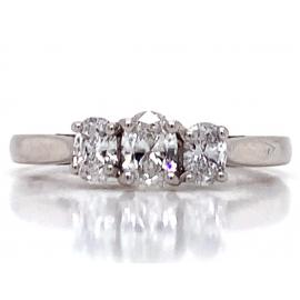 18ct White Gold Three Oval Diamond Ring TDW 0.43ct image