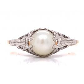 9ct Rose/ Platinum Pearl Solitaire Ring image