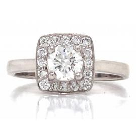 18ct White Gold Diamond Halo Cluster Ring TDW 0.61ct image