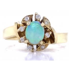 14ct Opal Diamond Cluster Dress Ring TDW 0.10ct image