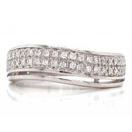 9ct White Gold Diamond Wave Ring image